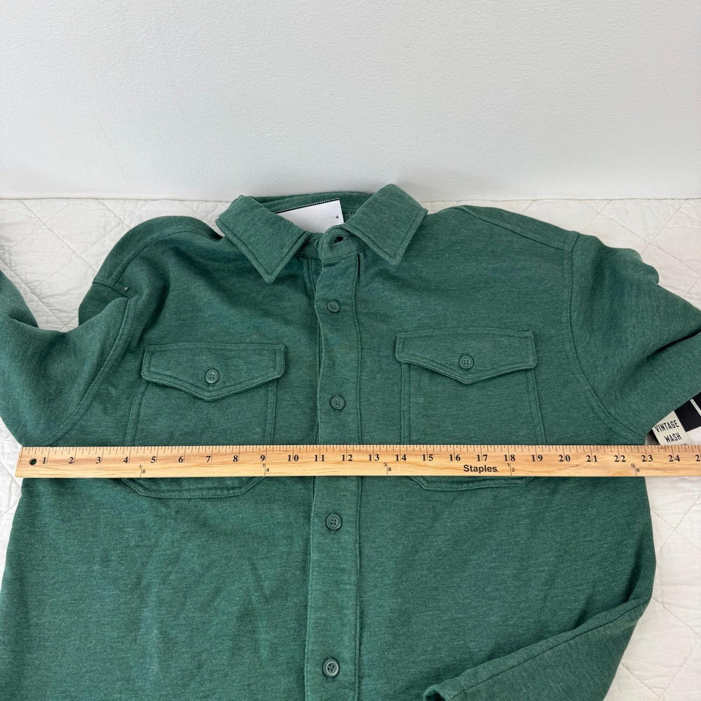 LAZER Mens Relaxed Fit Fleece Shirt Jacket Deep Emerald ML71219 Green Shacket L - Picture 6 of 14